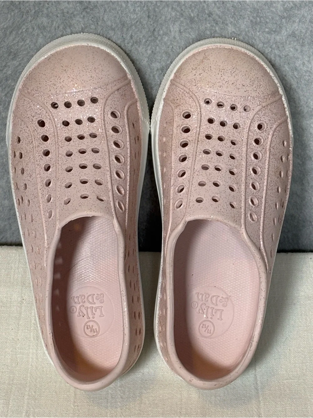 Lily & Dan Glitter Lightweight Slip On Water Shoes-Pink- Little Girls Size 11-12